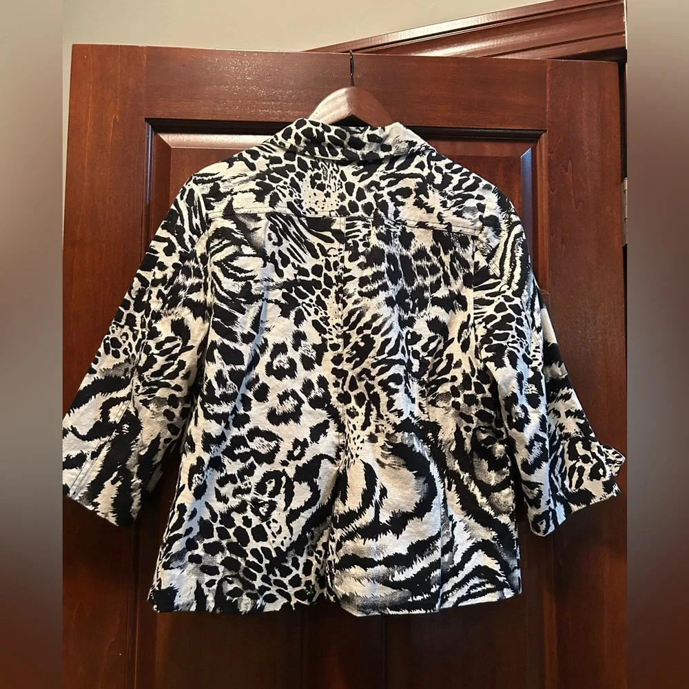 Studio Works Black and White Utility Jacket with 3/4 Sleeves size PL - Picture 2 of 5